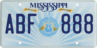 MS license plate ABF888