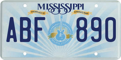 MS license plate ABF890