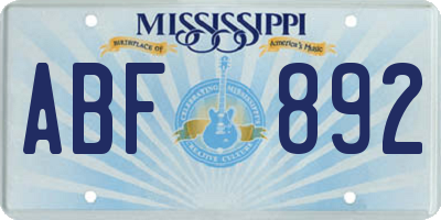 MS license plate ABF892