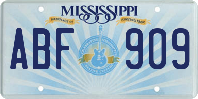 MS license plate ABF909