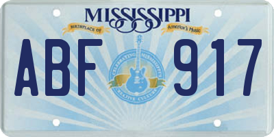 MS license plate ABF917