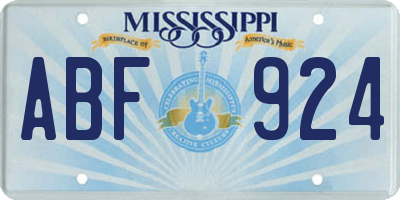 MS license plate ABF924