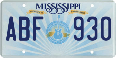 MS license plate ABF930