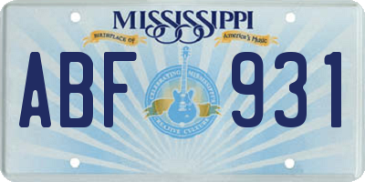 MS license plate ABF931