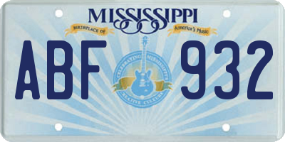 MS license plate ABF932