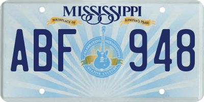 MS license plate ABF948