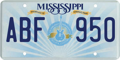 MS license plate ABF950
