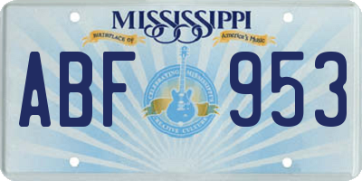 MS license plate ABF953
