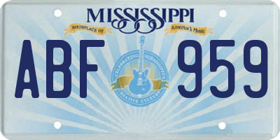 MS license plate ABF959