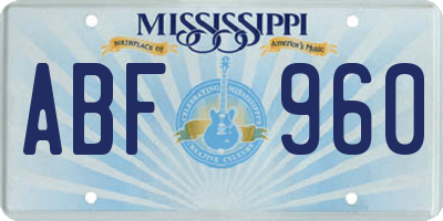 MS license plate ABF960
