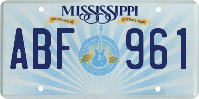 MS license plate ABF961