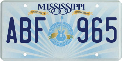 MS license plate ABF965