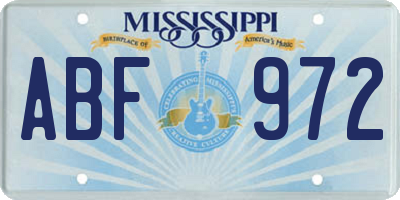 MS license plate ABF972