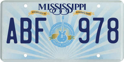MS license plate ABF978