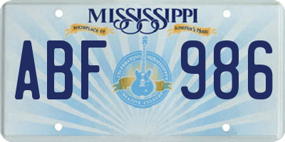 MS license plate ABF986