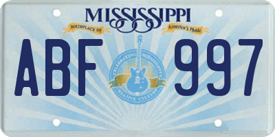 MS license plate ABF997
