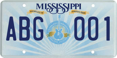 MS license plate ABG001