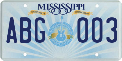 MS license plate ABG003