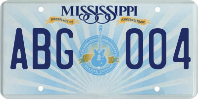 MS license plate ABG004