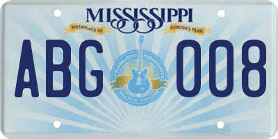 MS license plate ABG008
