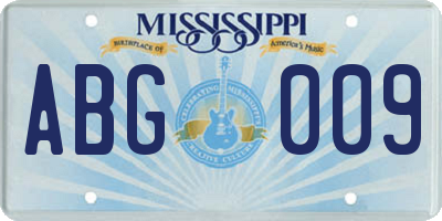 MS license plate ABG009