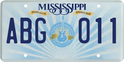 MS license plate ABG011