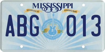 MS license plate ABG013