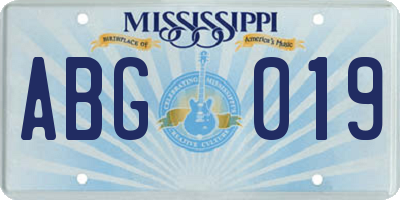 MS license plate ABG019