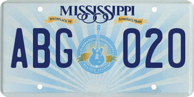 MS license plate ABG020