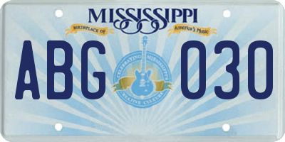 MS license plate ABG030