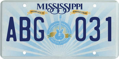 MS license plate ABG031