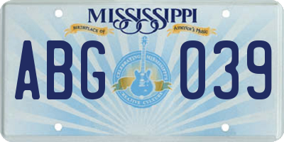 MS license plate ABG039