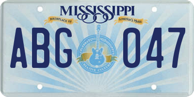 MS license plate ABG047