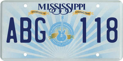 MS license plate ABG118