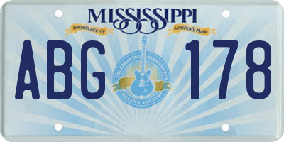 MS license plate ABG178