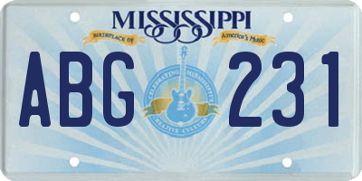 MS license plate ABG231