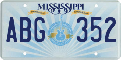 MS license plate ABG352