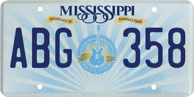 MS license plate ABG358