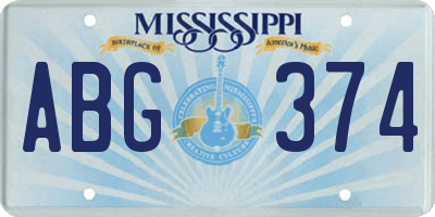 MS license plate ABG374