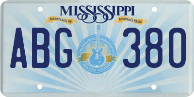 MS license plate ABG380