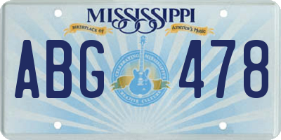 MS license plate ABG478