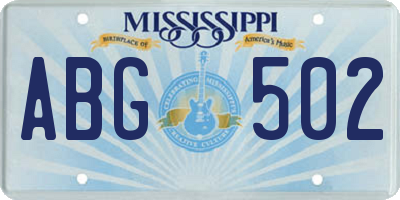 MS license plate ABG502