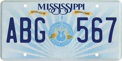 MS license plate ABG567