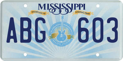 MS license plate ABG603