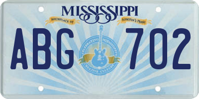 MS license plate ABG702