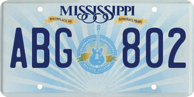 MS license plate ABG802