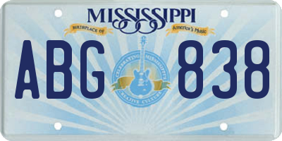 MS license plate ABG838