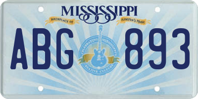 MS license plate ABG893