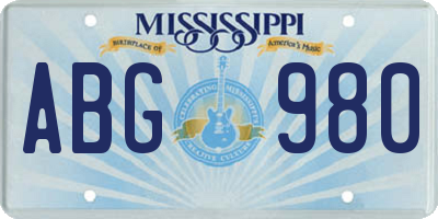 MS license plate ABG980