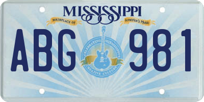MS license plate ABG981